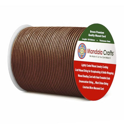 2mm Brown Waxed Cord (327 Foot)