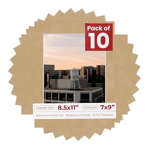 Pack of TEN 8.5x11 Mats Bevel Cut for 7x9 Photos (10 Count)