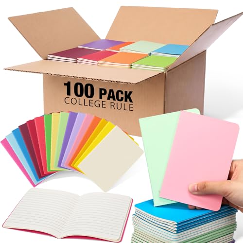 100 Pack A5 Composition Notebooks Bulk 5"x8" Notebooks Vivid Color (100 Count)
