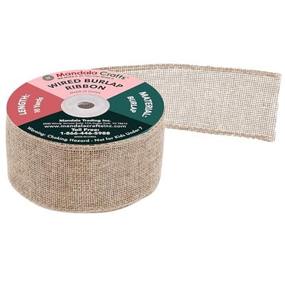 1 1 2 in Wide Natural Wired Burlap Ribbon for Crafts (30 Foot)