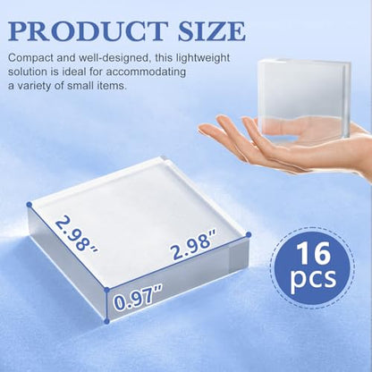 16 Pcs 3 X 3 X 1 Inch Acrylic Blocks (16 Count)
