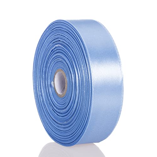 1 Inch Sky Blue Solid Satin Ribbon for Gift Wrapping