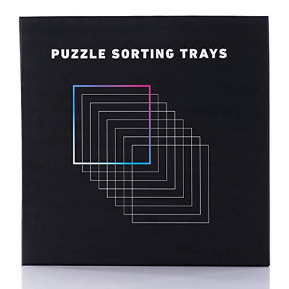 8 Black Puzzle Sorting Trays with Lid 10" x 10" (8 Count)