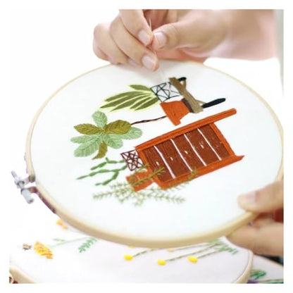 Embroidery Kits for Adults Full Range of Starter Including Instructions Stamped Cloth with Pattern Hoop Color Threads and Tools Punch Needle Kit
