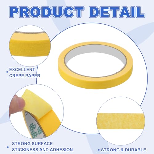 Masking Tape 0.5 Inch x 21 Yard Painter's Tape Yellow Paint Tapes for DIY Crafts Arts Drawing Decoration Labeling Car Painting Artist Teachers
