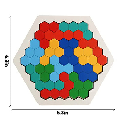 Wooden Hexagon Blocks Puzzle (14 Count)