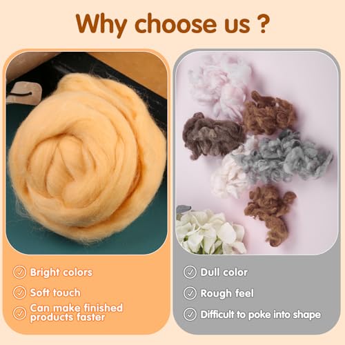 3.53oz Needle Felting Wool Roving Wool for Felting Wool Felting Supplies (3.53 Ounce)
