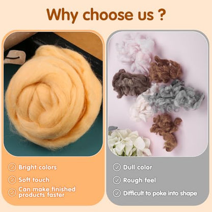 3.53oz Needle Felting Wool Roving Wool for Felting Wool Felting Supplies (3.53 Ounce)