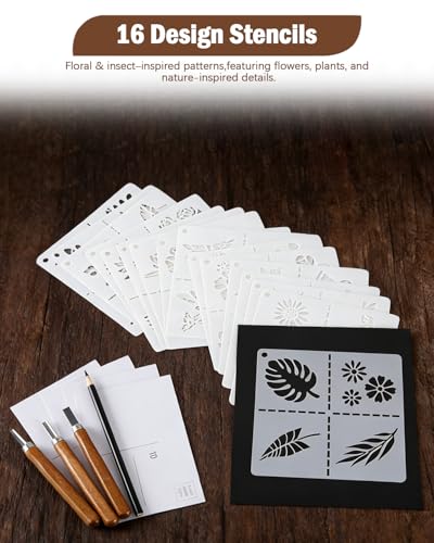 38Pcs Linocut Kit with 12 Carving Tools