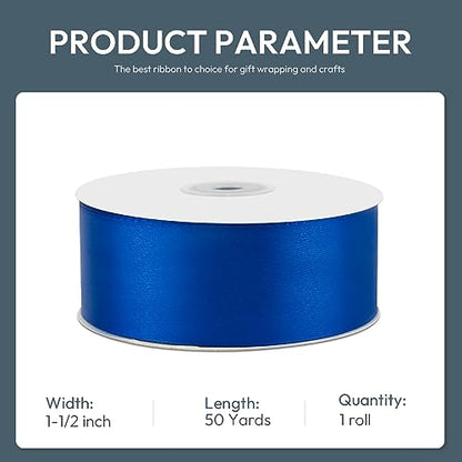 1-1/2" x 50 Yards Royal Blue Satin Ribbon Crafts Gift Wrapping (150 Foot)
