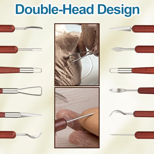 6 Pcs Double Ended Clay Carving Tools Set for Adults