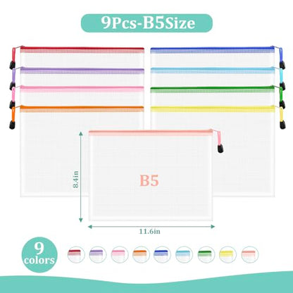 9pcs Mesh Zipper Pouch Bags (9 Count)