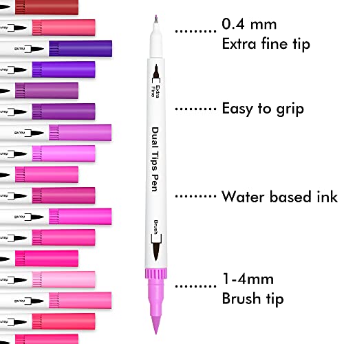 120 Colors Dual Tips Brush Pens Art Markers with a Coloring Book (120 Count)