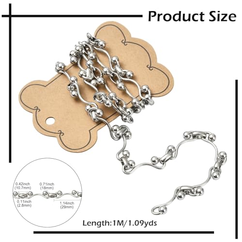 3.28 Feet(1m) 304 Stainless Steel Round Link Chains Stainless Steel Chain Link for Jewelry Making DIY Accessories - 29x18mm and 10.7x2.8mm