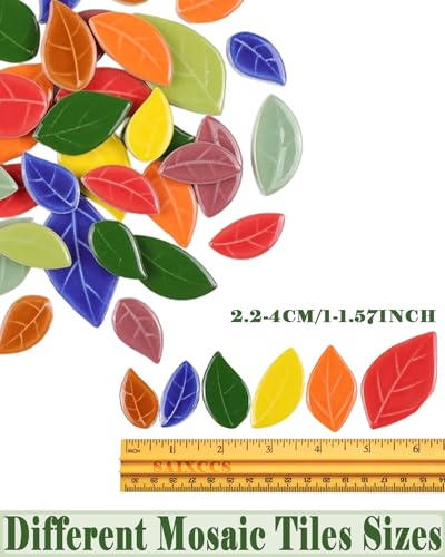 200g Mixed Sizes Leaves Mosaic Tiles for Craft Bulk