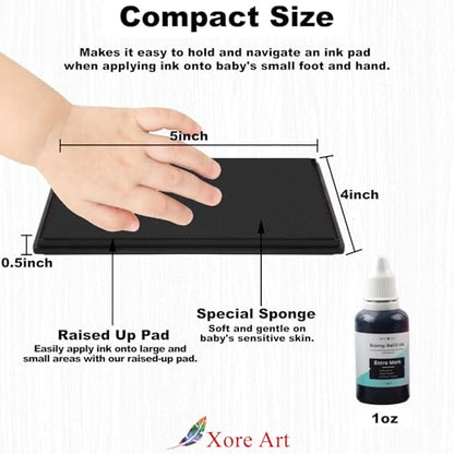 5"x4'' Large Ink Pad Washable Stamp Ink Pad for Baby Footprint Handprint with 30ml Premium Refill Ink