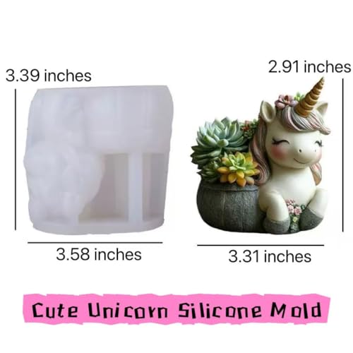 Animal Resin Molds Silicone 3D Cute Unicorn Epoxy Resin Jar Plaster Candle Holder Wax Molds for Candle Making