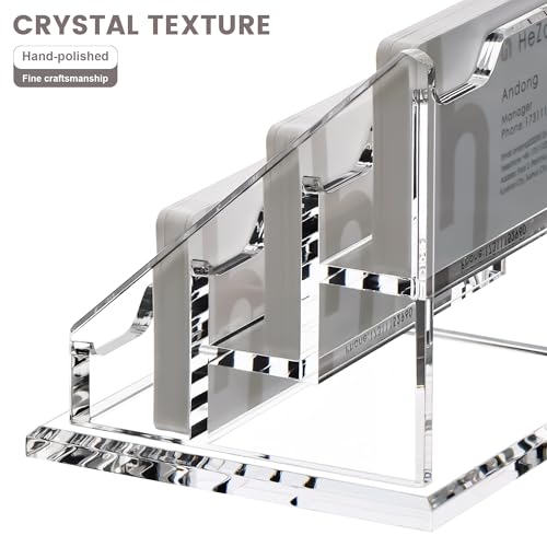 Acrylic Card Holder Clear Horizontal Business Card Organizer Stand for Desk 3 Slots 3 Tier Business Cards Stand for Women and Men