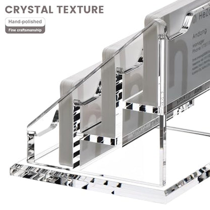 Acrylic Card Holder Clear Horizontal Business Card Organizer Stand for Desk 3 Slots 3 Tier Business Cards Stand for Women and Men