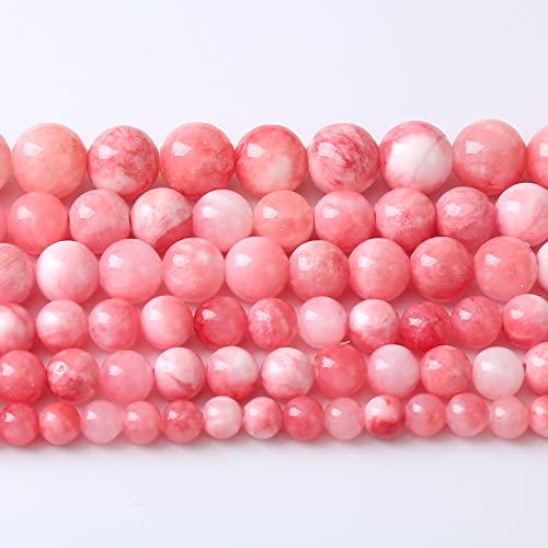 45pcs 8mm Natural Pink White Persian Jade Gemstone Beads Round Loose Spacer Beads for Jewelry Making DIY Bracelets Necklaces 15"