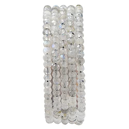Natural Spectrolite Beads 4x2mm 120pcs Faceted Rondelle Loose Semi Gemstone Beads for Jewelry Making Design (120 Count)