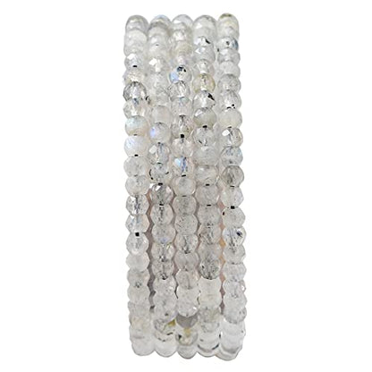 Natural Spectrolite Beads 4x2mm 120pcs Faceted Rondelle Loose Semi Gemstone Beads for Jewelry Making Design (120 Count)