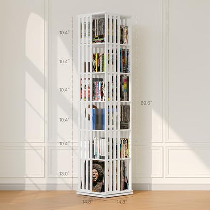 Bamboo 360 Rotating Bookshelf Tower