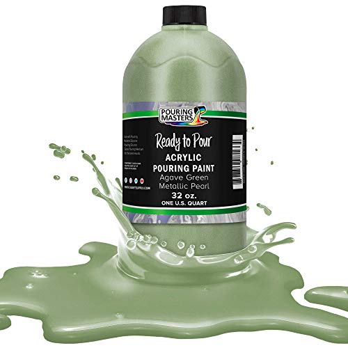 Pouring Masters Agave Green Metallic Pearl Ready to Pour Acrylic Pouring Paint (32 Fl Oz)