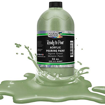 Pouring Masters Agave Green Metallic Pearl Ready to Pour Acrylic Pouring Paint (32 Fl Oz)