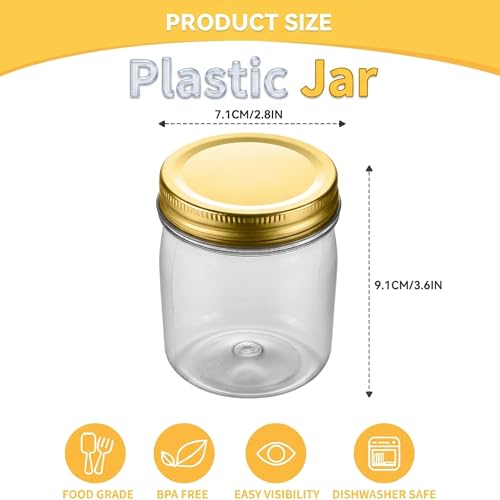 8 oz Plastic Mason Jars and Clear Plastic Jars with Lids 8 oz (16 Count)