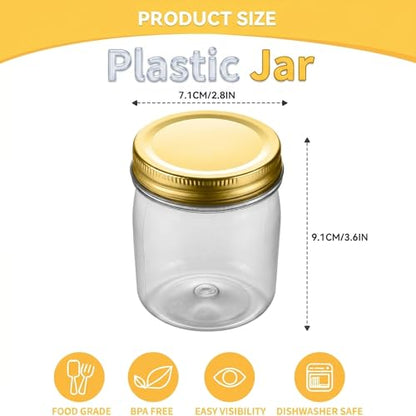 8 oz Plastic Mason Jars and Clear Plastic Jars with Lids 8 oz (16 Count)