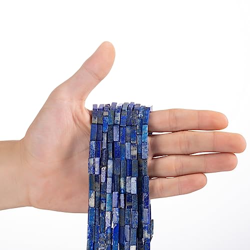 Natural Lapis Lazuli Rectangle Tube Beads 4x13mm 38cm (28 Count)