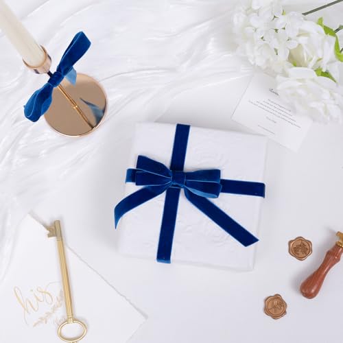 Vintage Sapphire Blue Velvet Ribbon Christmas Ribbon for Gift Wrapping Crafts Christmas Tree Ornaments Garland Decorations