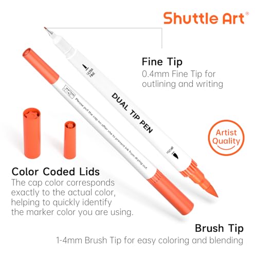 120 Colors Dual Tip Brush Marker Pens with 1 Coloring Book (120 Count)
