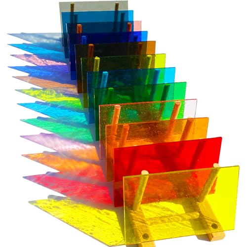 12 Sheets Transparent Stained Glass Sheet Rainbow Colors
