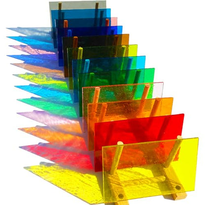 12 Sheets Transparent Stained Glass Sheet Rainbow Colors