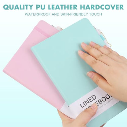 30 Set Lined Notebook Journals with Pens A5 Notebooks 100 GSM College Ruled Hardcover Notebook PU Leather Notepad with Pen Holder for Office School (60 Count)