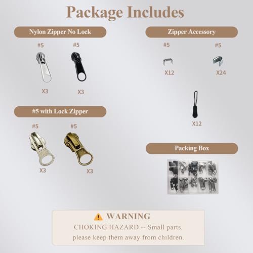 60 Pcs Zipper Repair Kit with Replacement Sliders (60 Count)