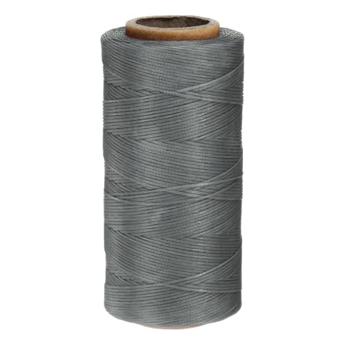 150D 0.8mm Flat Waxed Thread 284 Yards Polyester Leather Sewing Waxed String Hand Stitching Cord for Leather Stitching Sewing Bookbinding DIY Craft Silver Gray