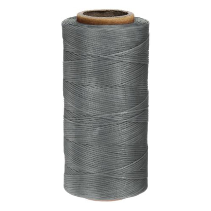 150D 0.8mm Flat Waxed Thread 284 Yards Polyester Leather Sewing Waxed String Hand Stitching Cord for Leather Stitching Sewing Bookbinding DIY Craft Silver Gray