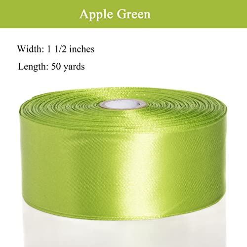 1 1 2 Inch Apple Green Solid Satin Ribbon for Gift Wrapping