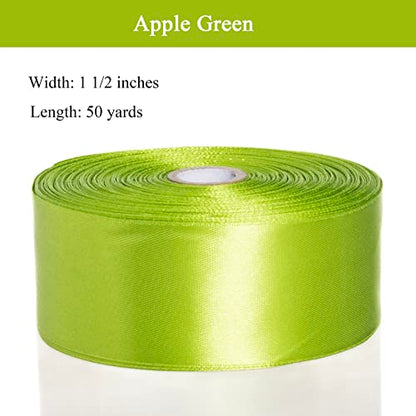 1 1 2 Inch Apple Green Solid Satin Ribbon for Gift Wrapping