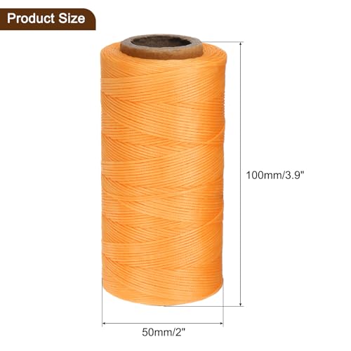 150D 0.8mm Flat Waxed Thread 284 Yards Polyester Leather Sewing Waxed String Hand Stitching Waxed Cord for Leather Stitching Sewing Bookbinding DIY Craft Orange Yellow