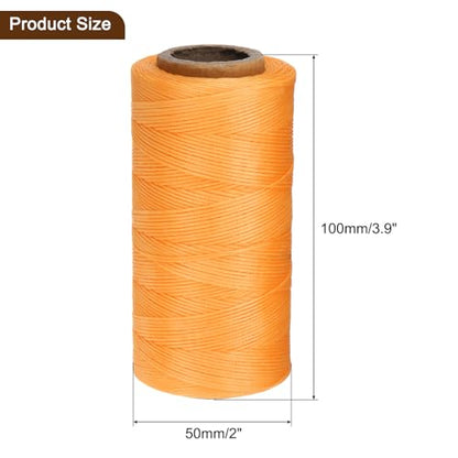 150D 0.8mm Flat Waxed Thread 284 Yards Polyester Leather Sewing Waxed String Hand Stitching Waxed Cord for Leather Stitching Sewing Bookbinding DIY Craft Orange Yellow