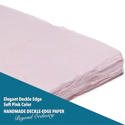 Handmade Pink Deckle Edge Blank Paper (50 Count)