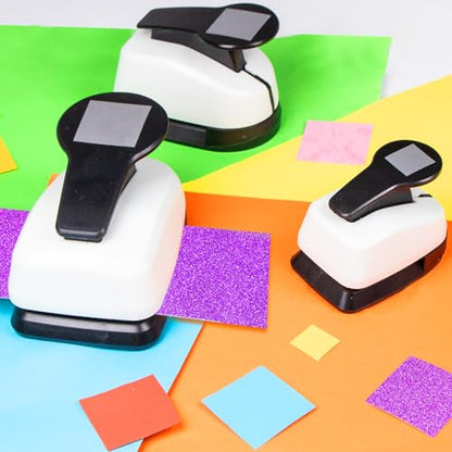 Square Hole Puncher Square Paper Punch Shape Punches for Paper Crafts 0.7 inch Papers Punches 1.5 Squares Punch 1.9 Crafts Puncher for Scrapbooking Card Making