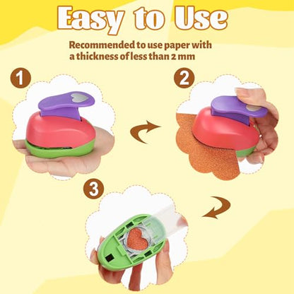 6 Pcs Colorful Craft Hole Punch with 10 Glitter Cardstock Papers (6 Count)