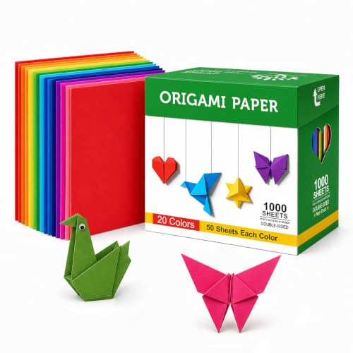 Origami Paper 1000 Sheets 6x6 Inch Colored Craft Paper Double Sided (1000 Count)