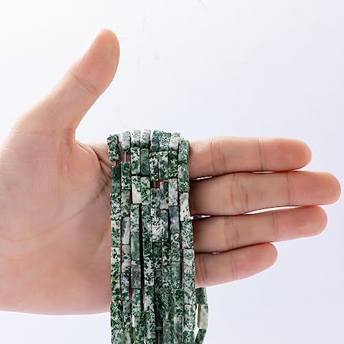 Natural African Jade Rectangle Tube Beads 4x13mm 38cm (28 Count)