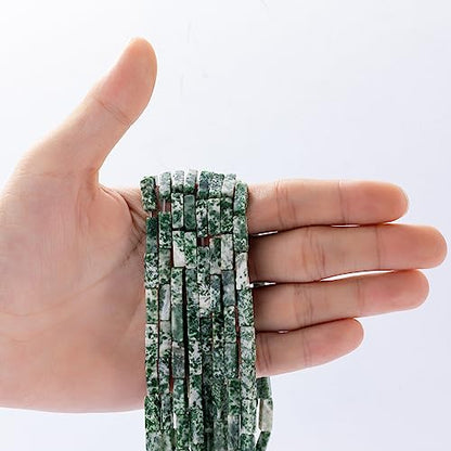 Natural African Jade Rectangle Tube Beads 4x13mm 38cm (28 Count)